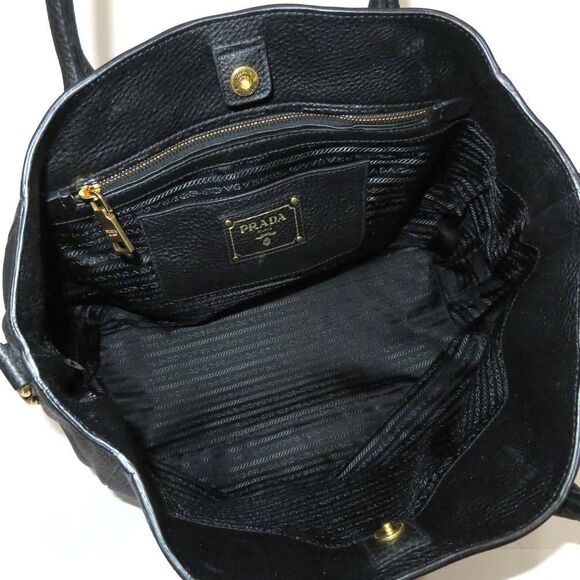 Prada 2 Way Bag Vitello Dino Leather Black - Picture 10 of 10